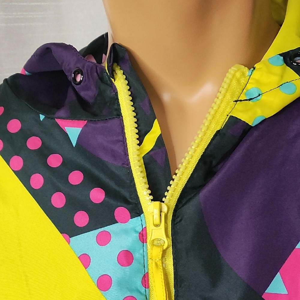 Blackjack Women's Vibrant Geometric Patterned Windbreaker Size‎ L - Picture 2 of 11